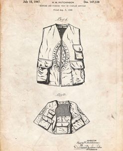 PP661-Vintage Parchment Hunting and Fishing Vest Patent Poster