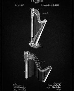 PP662-Vintage Black Harp Instrument 1890 Patent Poster