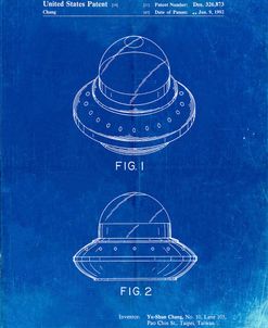 PP667-Faded Blueprint Flying Saucer Poster