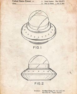 PP667-Vintage Parchment Flying Saucer Poster