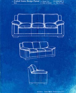 PP671-Faded Blueprint Couch Patent Poster