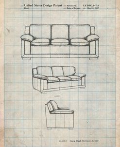 PP671-Antique Grid Parchment Couch Patent Poster