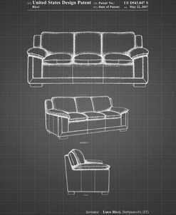 PP671-Black Grid Couch Patent Poster