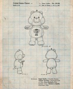 PP676-Antique Grid Parchment Champ Care Bear Poster