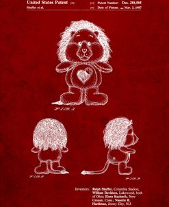 PP679-Burgundy Brave heart Lion Care Bear Patent Art Print