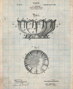 PP680-Antique Grid Parchment Haviland Decorative Bowl Patent Poster