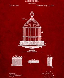 PP683-Burgundy Vintage Birdcage Patent Poster