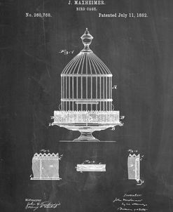 PP683-Chalkboard Vintage Birdcage Patent Poster