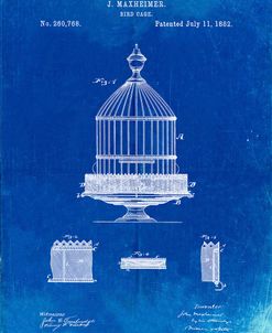 PP683-Faded Blueprint Vintage Birdcage Patent Poster