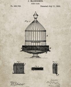 PP683-Sandstone Vintage Birdcage Patent Poster