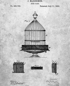 PP683-Slate Vintage Birdcage Patent Poster