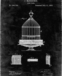 PP683-Black Grunge Vintage Birdcage Patent Poster