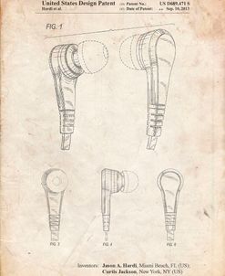 PP686-Vintage Parchment Ear Buds Patent Poster