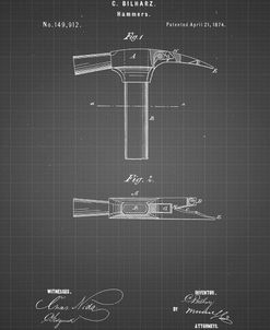PP689-Black Grid Claw Hammer 1874 Patent Poster
