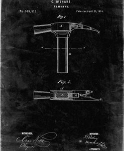PP689-Black Grunge Claw Hammer 1874 Patent Poster