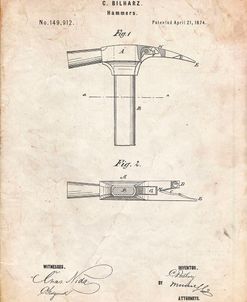 PP689-Vintage Parchment Claw Hammer 1874 Patent Poster