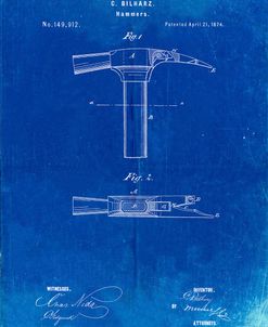 PP689-Faded Blueprint Claw Hammer 1874 Patent Poster