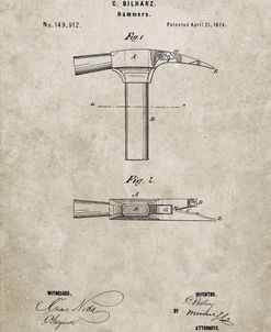 PP689-Sandstone Claw Hammer 1874 Patent Poster