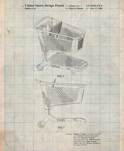 PP693-Antique Grid Parchment Target Shopping Cart Patent Poster