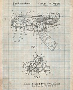 PP701-Antique Grid Parchment Ak-47 Bolt Locking Patent Print