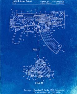 PP701-Faded Blueprint Ak-47 Bolt Locking Patent Print