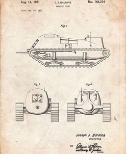 PP705-Vintage Parchment Armored Tank Patent Poster