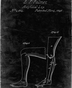 PP706-Black Grunge Artificial leg patent 1846 Wall Art Poster