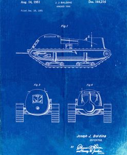 PP705-Faded Blueprint Armored Tank Patent Poster