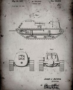 PP705-Faded Grey Armored Tank Patent Poster