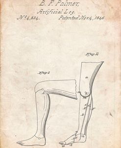 PP706-Vintage Parchment Artificial leg patent 1846 Wall Art Poster