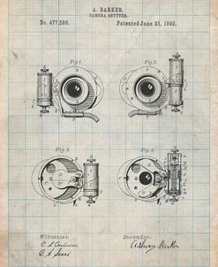 PP707-Antique Grid Parchment Asbury Frictionless Camera Shutter Patent Poster