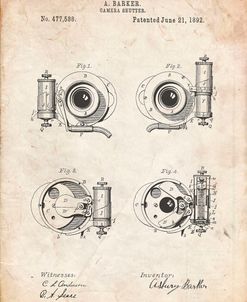 PP707-Vintage Parchment Asbury Frictionless Camera Shutter Patent Poster