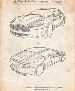PP709-Vintage Parchment Aston Martin DBS Volante Patent Poster