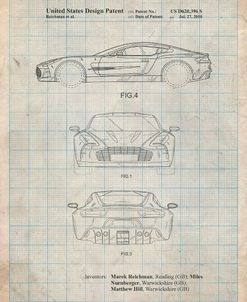 PP711-Antique Grid Parchment Aston Martin One-77 Patent Poster