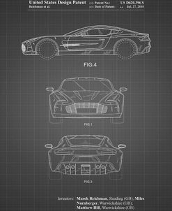 PP711-Black Grid Aston Martin One-77 Patent Poster