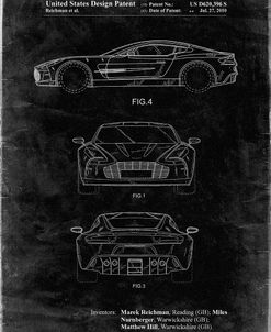 PP711-Black Grunge Aston Martin One-77 Patent Poster