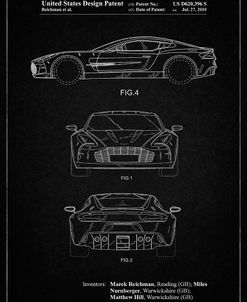 PP711-Vintage Black Aston Martin One-77 Patent Poster