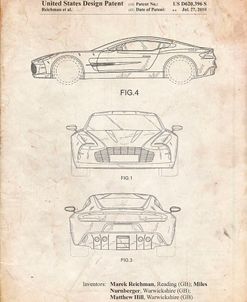PP711-Vintage Parchment Aston Martin One-77 Patent Poster