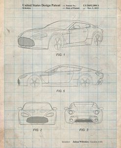 PP712-Antique Grid Parchment Aston Martin V-12 Zagato Patent Poster