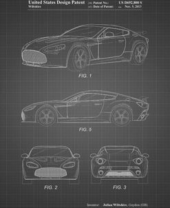 PP712-Black Grid Aston Martin V-12 Zagato Patent Poster