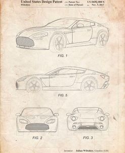 PP712-Vintage Parchment Aston Martin V-12 Zagato Patent Poster