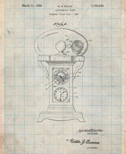 PP713-Antique Grid Parchment Astronomical Clock Patent Poster