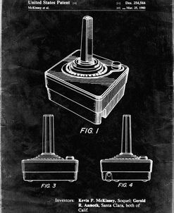 PP714-Black Grunge Atari Controller Patent Poster