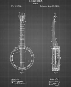 PP715-Black Grid Banjo Mandolin Patent Poster
