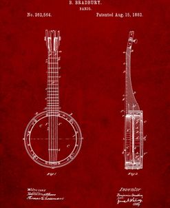 PP715-Burgundy Banjo Mandolin Patent Poster