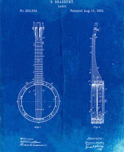 PP715-Faded Blueprint Banjo Mandolin Patent Poster