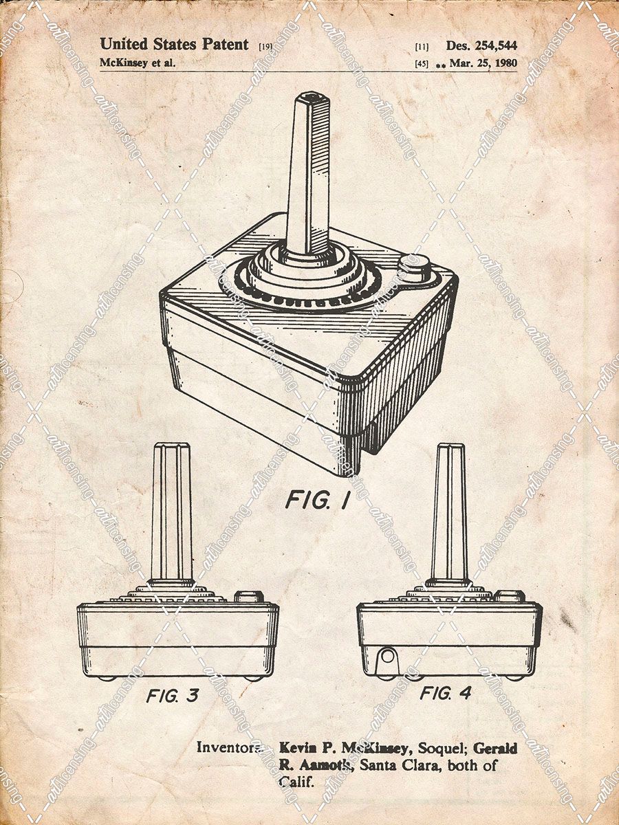 PP714-Vintage Parchment Atari Controller Patent Poster