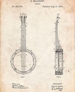 PP715-Vintage Parchment Banjo Mandolin Patent Poster