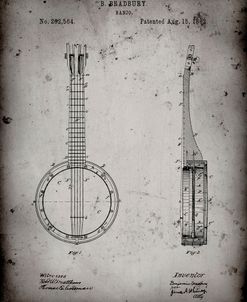 PP715-Faded Grey Banjo Mandolin Patent Poster