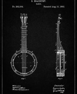 PP715-Vintage Black Banjo Mandolin Patent Poster